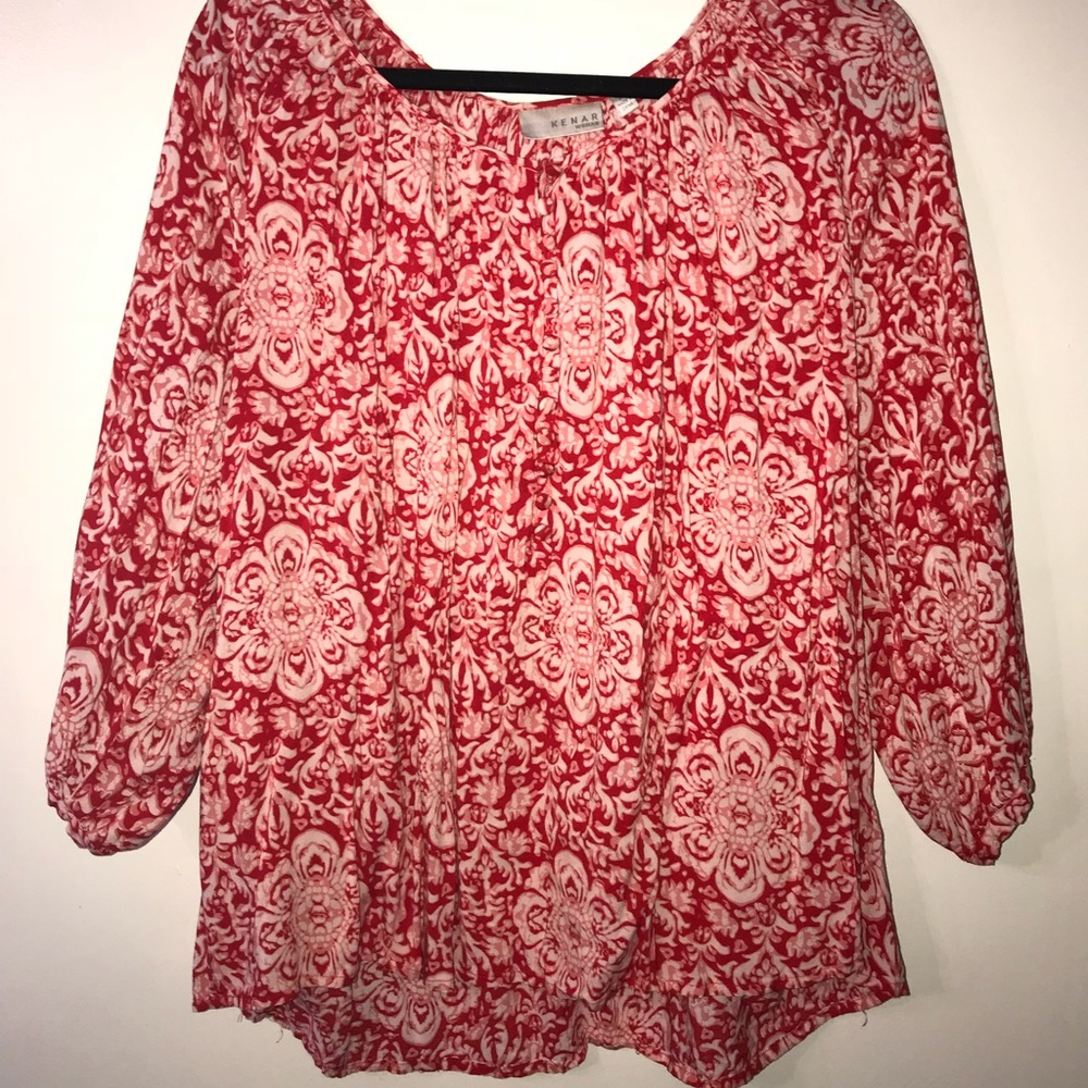 Coral red blouse